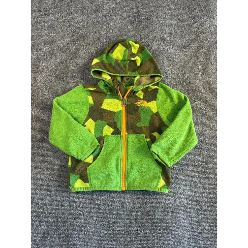 The North Face Infant Green Camo Fleece Full Zip Hoodie Jacket 12-18M